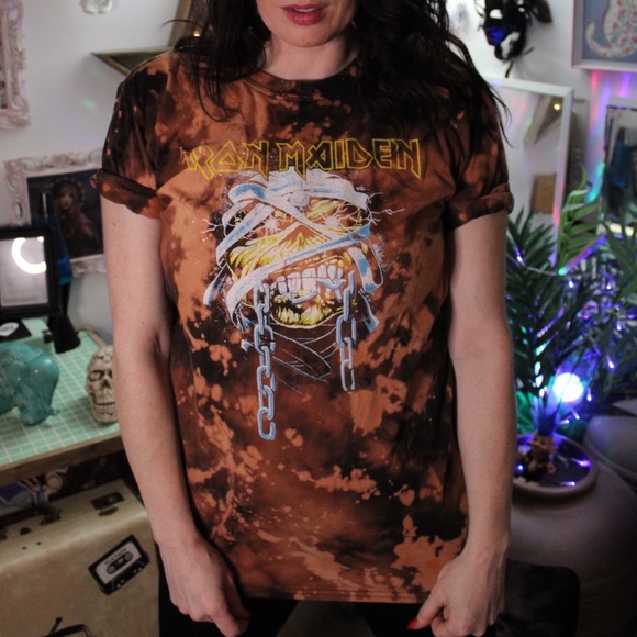 Upcycled Iron Maiden bleached t-shirt - Picture 6 of 6